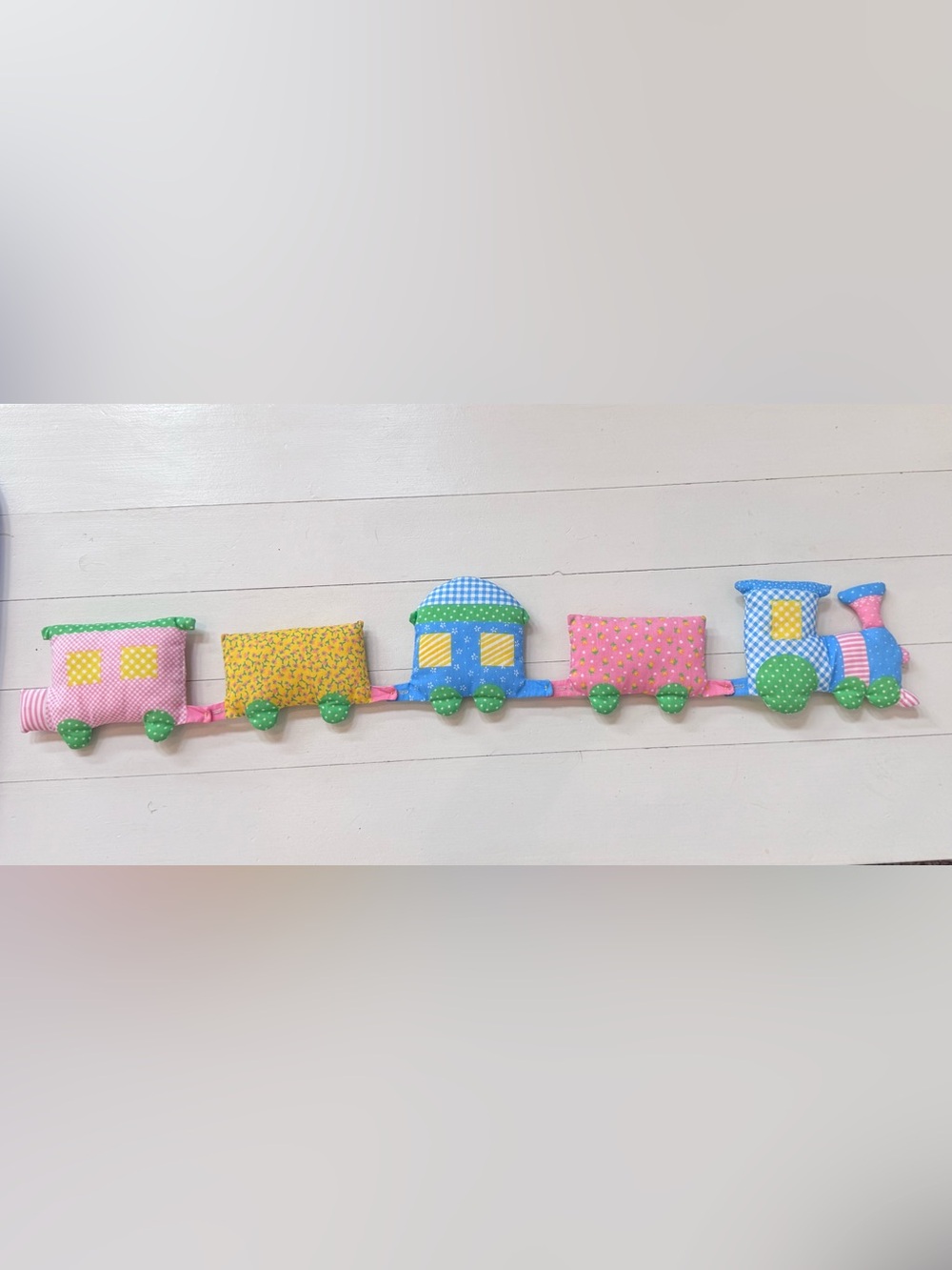 Plush Fabric Train Wall Hanging - Pink, Yellow, Blue, Green